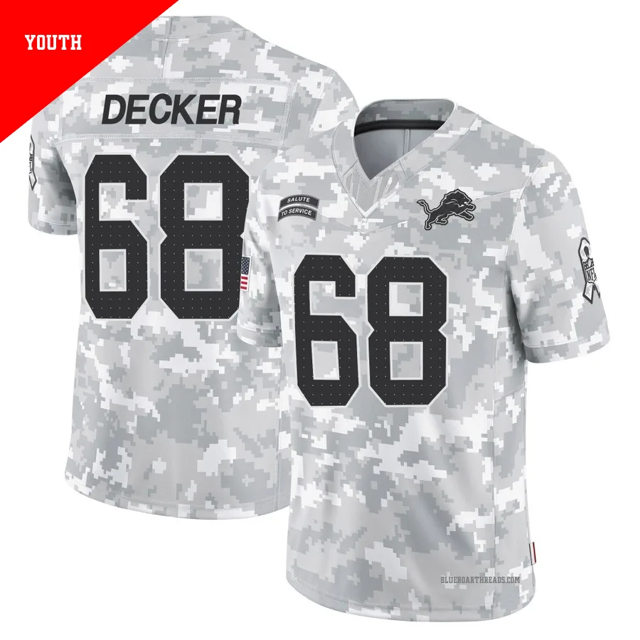 Youth Taylor Decker ＃68 Detroit Lions Arctic Camo Limited 2024 Salute to Service Jersey