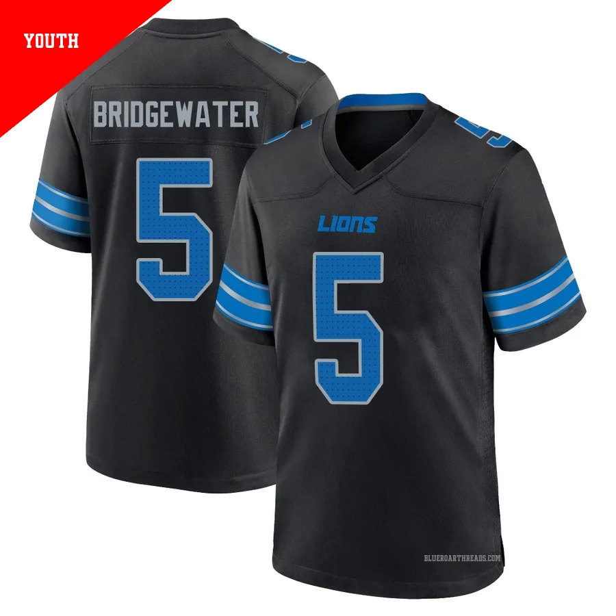 Youth Teddy Bridgewater ＃5 Detroit Lions Black Game Alternate 2nd Jersey