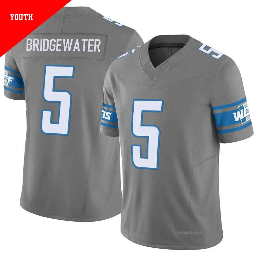 Youth Teddy Bridgewater ＃5 Detroit Lions Limited Silver Vapor F.U.S.E. Jersey