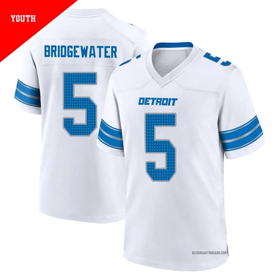 Youth Teddy Bridgewater ＃5 Detroit Lions White Game 2nd Jersey