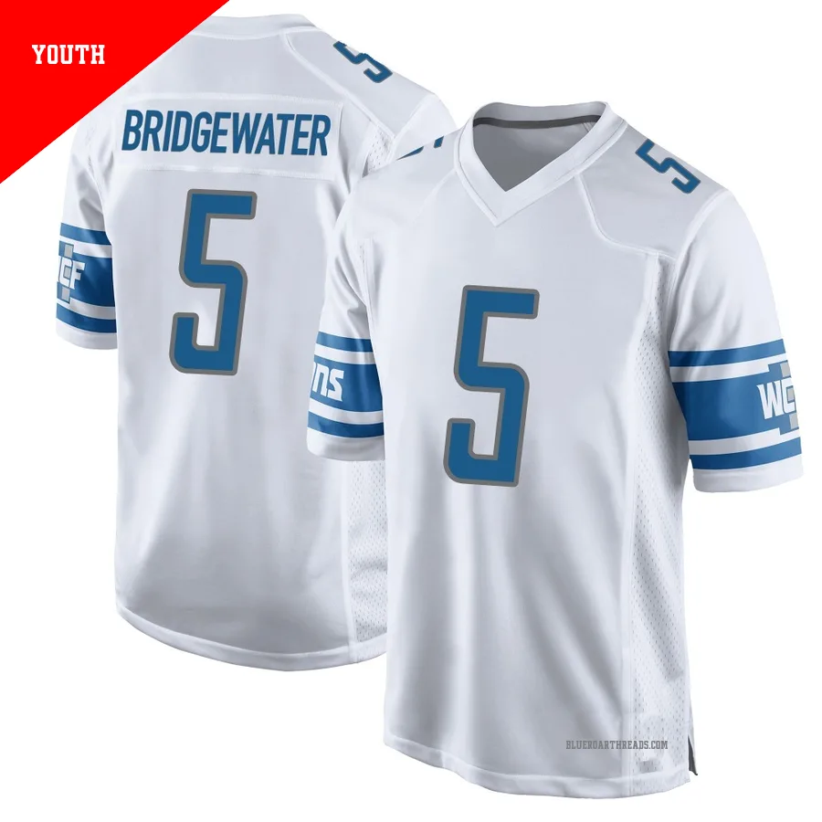 Youth Teddy Bridgewater ＃5 Detroit Lions White Game Jersey