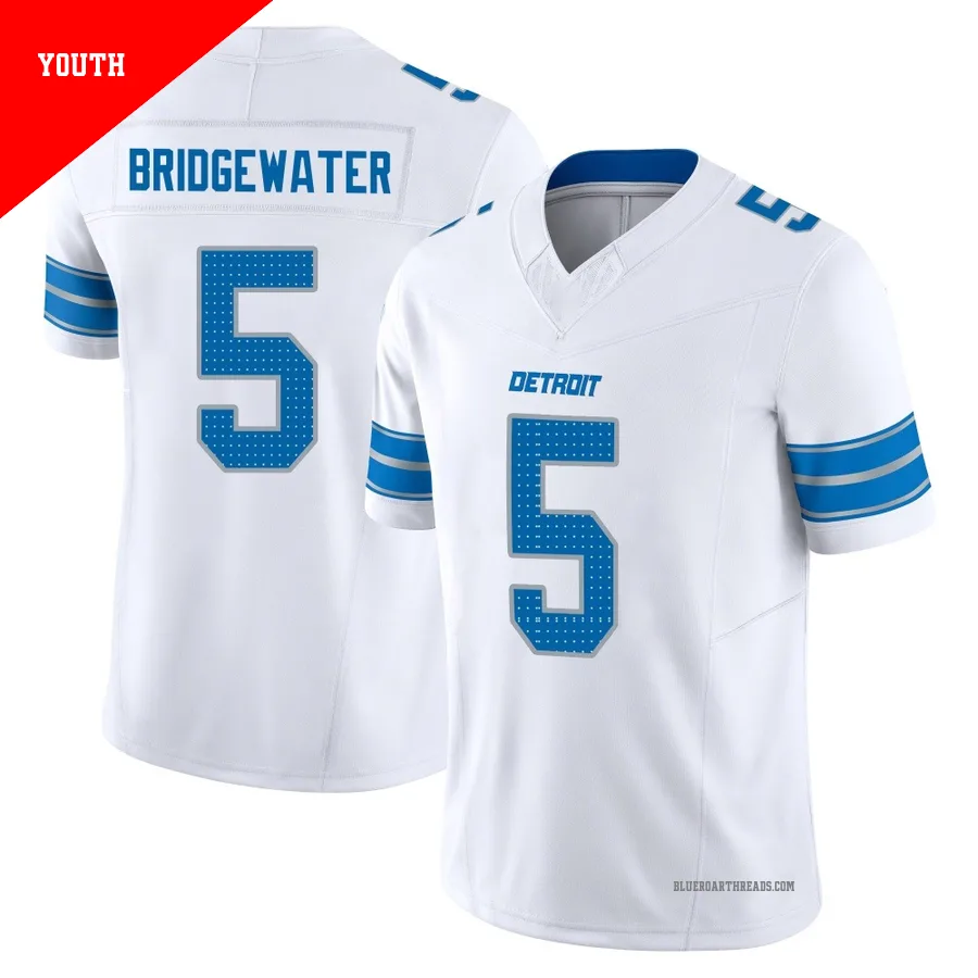 Youth Teddy Bridgewater ＃5 Detroit Lions White Limited Vapor F.U.S.E. 2nd Jersey