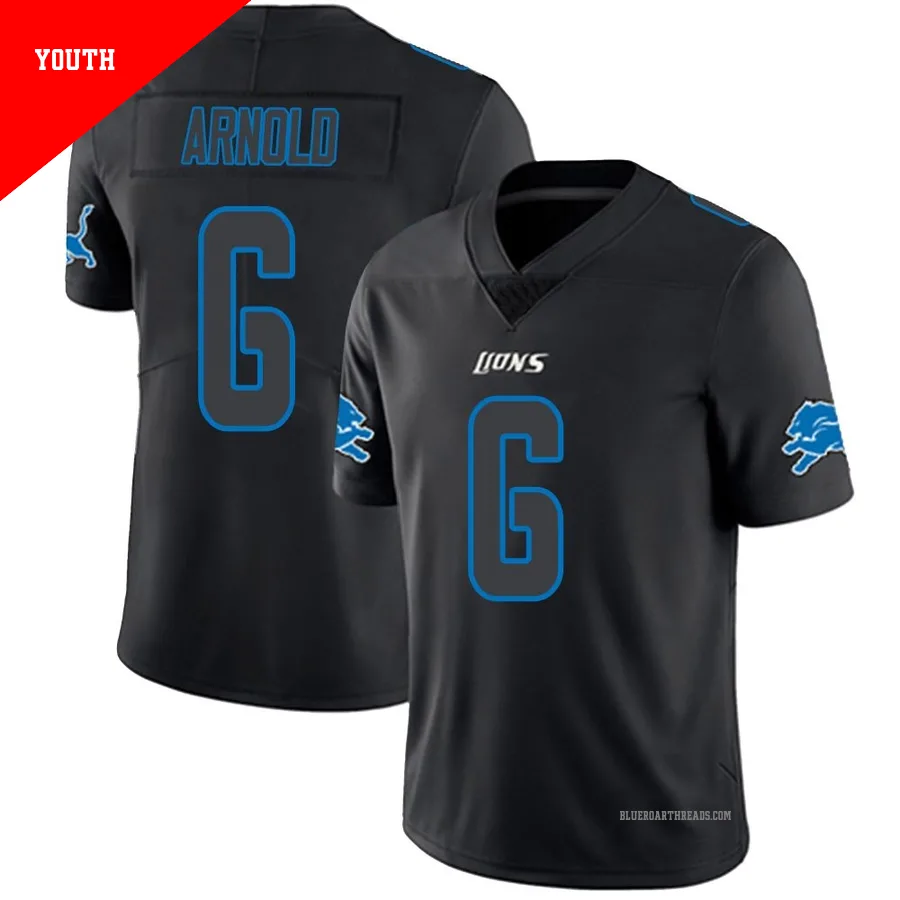 Youth Terrion Arnold ＃6 Detroit Lions Black Impact Limited Jersey