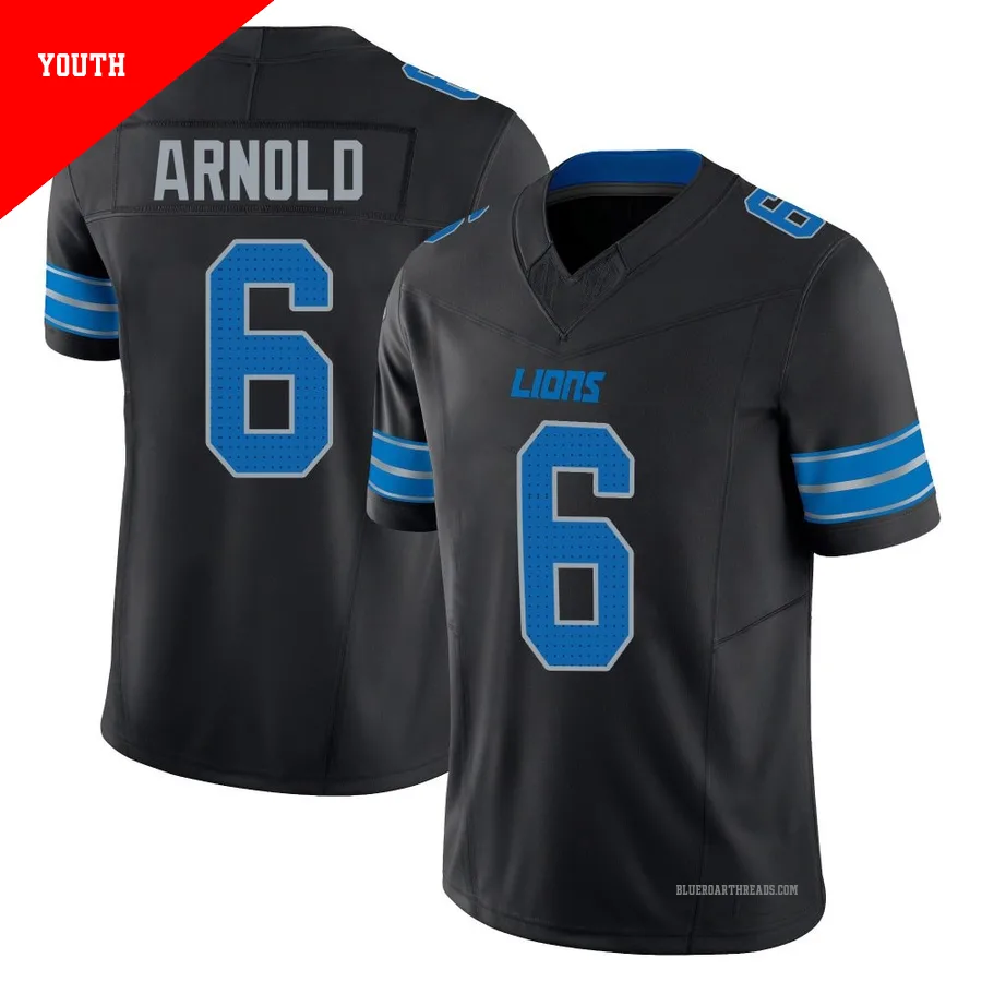 Youth Terrion Arnold ＃6 Detroit Lions Black Limited Alternate Vapor F.U.S.E. 2nd Jersey