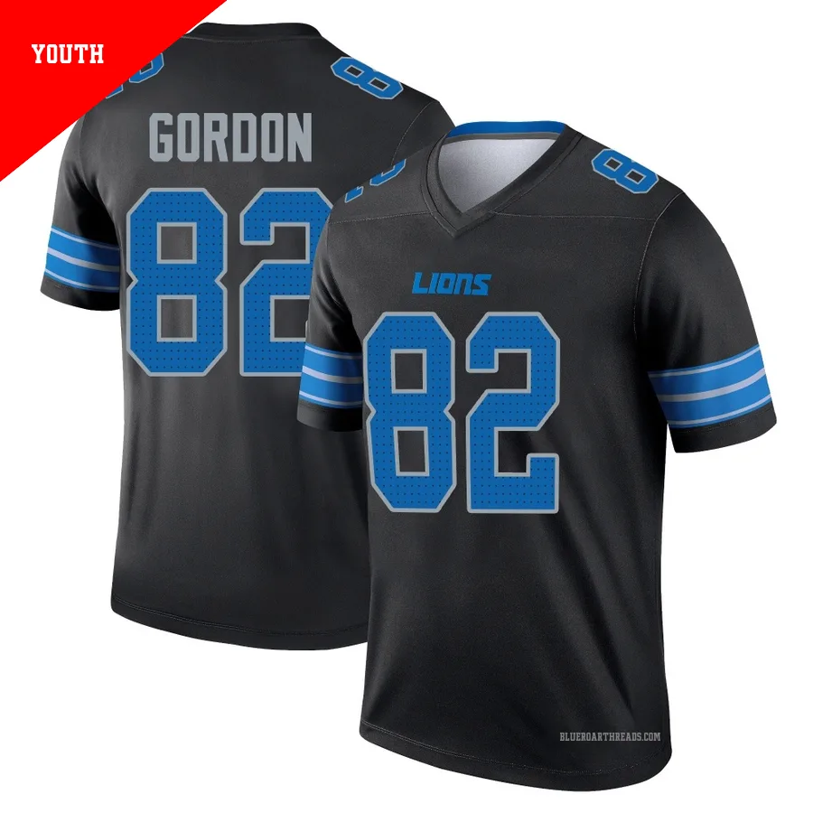 Youth Thomas Gordon ＃82 Detroit Lions Black Legend Jersey