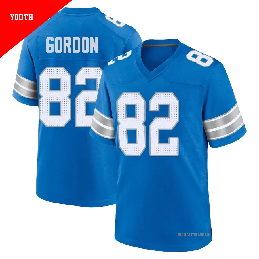 Youth Thomas Gordon ＃82 Detroit Lions Blue Game 2nd Jersey
