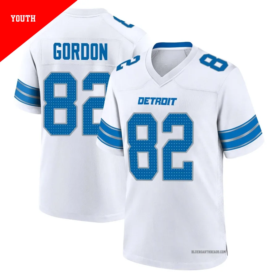 Youth Thomas Gordon ＃82 Detroit Lions White Game 2nd Jersey