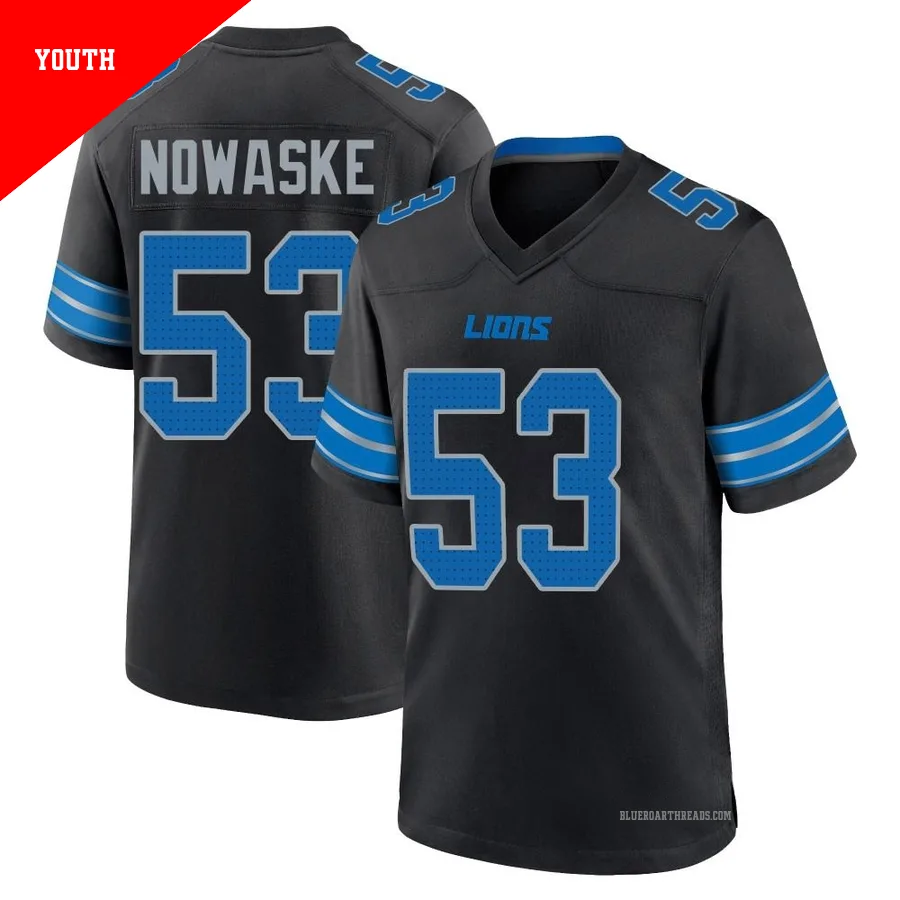 Youth Trevor Nowaske ＃53 Detroit Lions Black Game Alternate 2nd Jersey