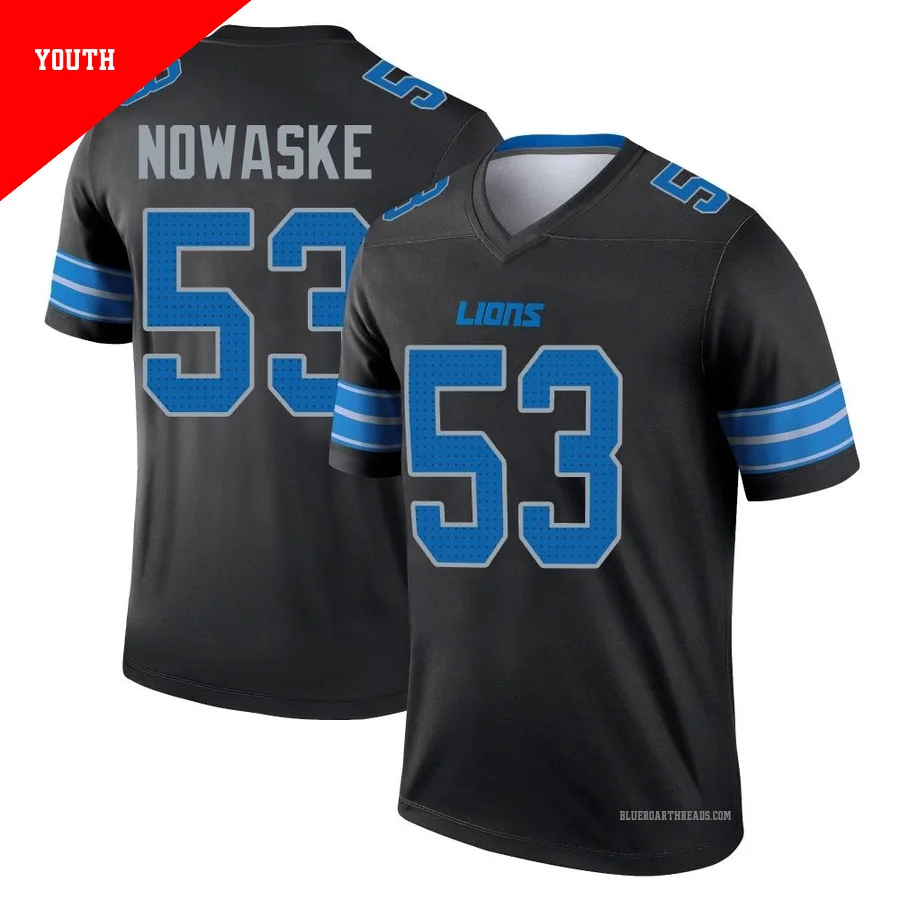 Youth Trevor Nowaske ＃53 Detroit Lions Black Legend Jersey