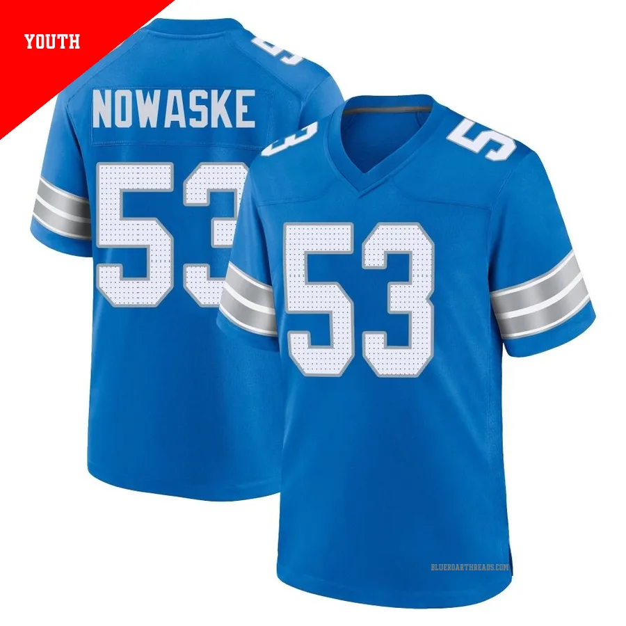 Youth Trevor Nowaske ＃53 Detroit Lions Blue Game 2nd Jersey