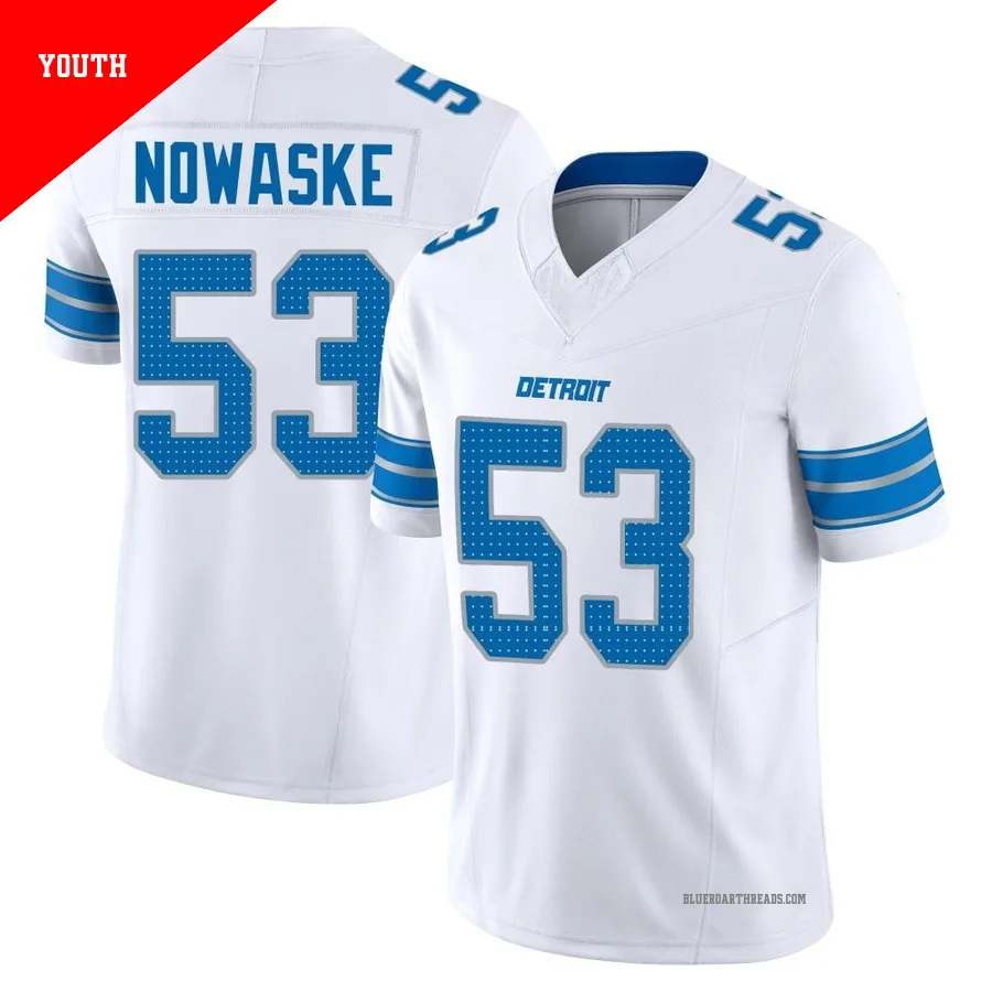 Youth Trevor Nowaske ＃53 Detroit Lions White Limited Vapor F.U.S.E. 2nd Jersey
