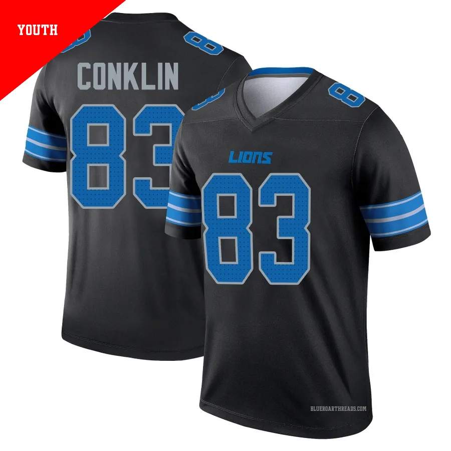 Youth Tyler Conklin ＃83 Detroit Lions Black Legend Jersey