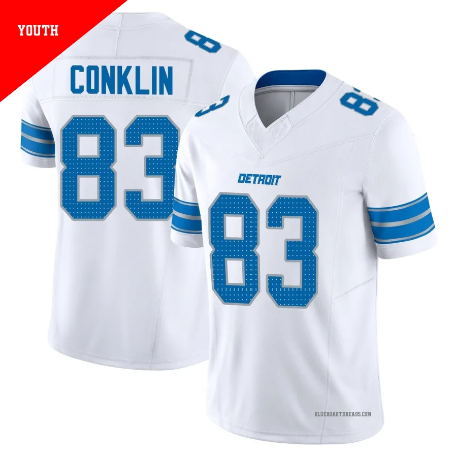 Youth Tyler Conklin ＃83 Detroit Lions White Limited Vapor F.U.S.E. 2nd Jersey