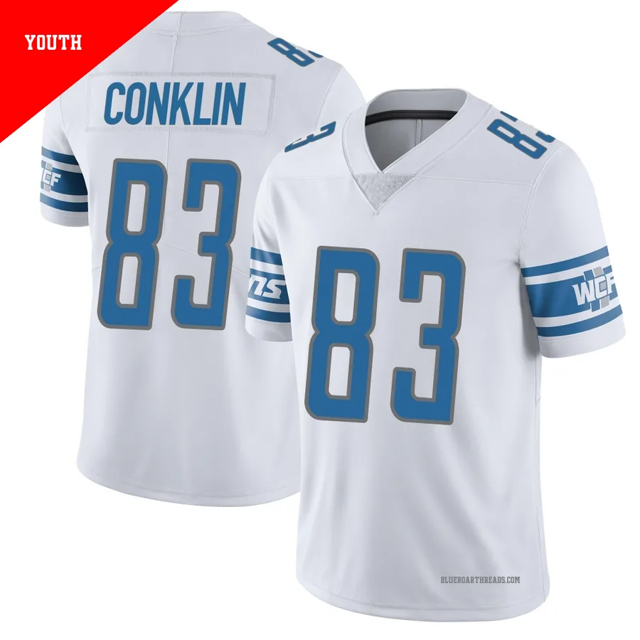 Youth Tyler Conklin ＃83 Detroit Lions White Limited Vapor Untouchable Jersey