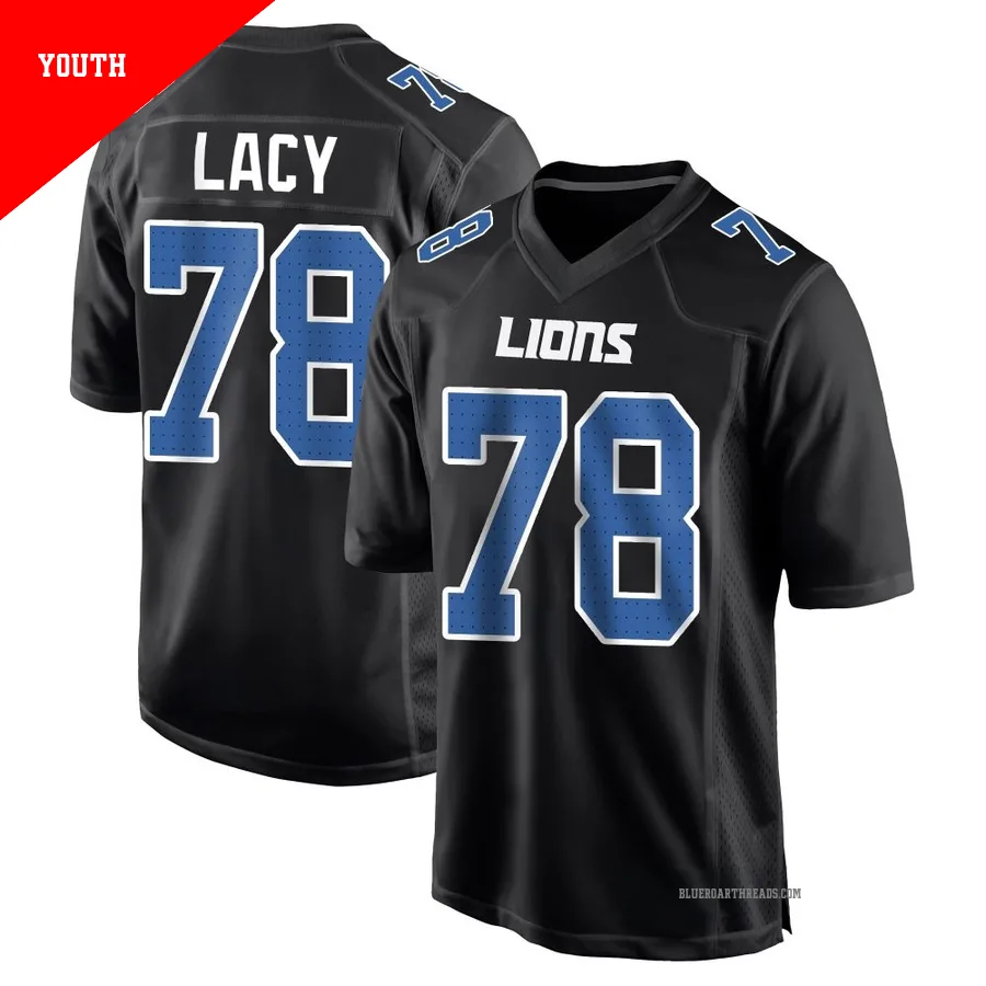 Youth Tyler Lacy ＃78 Detroit Lions Black Game Carbon Fashion Jersey