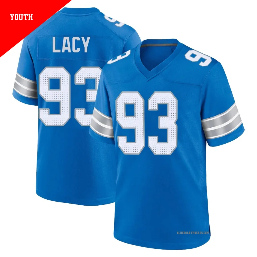 Youth Tyler Lacy ＃93 Detroit Lions Blue Game 2nd Jersey