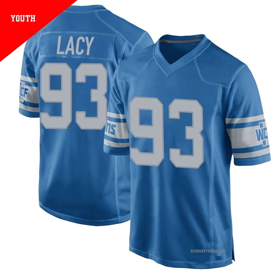 Youth Tyler Lacy ＃93 Detroit Lions Blue Game Throwback Vapor Untouchable Jersey