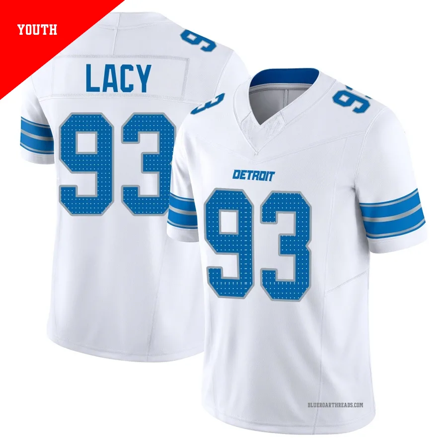 Youth Tyler Lacy ＃93 Detroit Lions White Limited Vapor F.U.S.E. 2nd Jersey