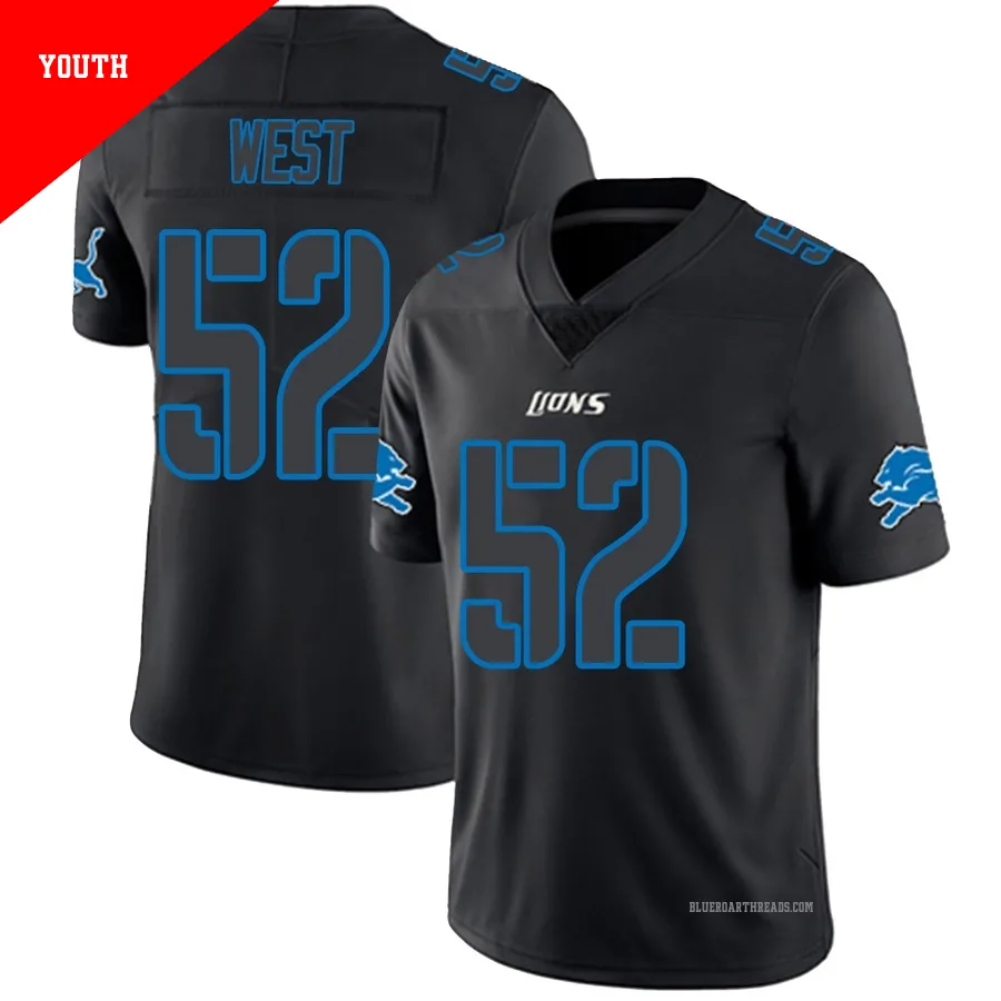 Youth Tyre West ＃52 Detroit Lions Black Impact Limited Jersey