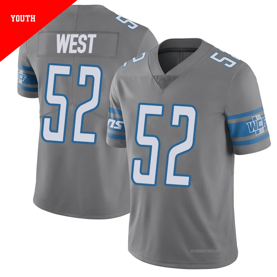 Youth Tyre West ＃52 Detroit Lions Limited Color Rush Steel Vapor Untouchable Jersey