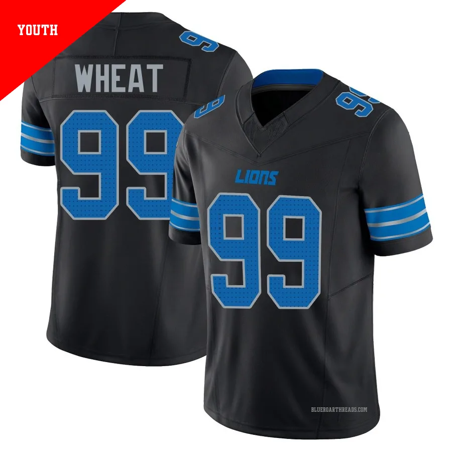 Youth Tyrus Wheat ＃99 Detroit Lions Black Limited Alternate Vapor F.U.S.E. 2nd Jersey