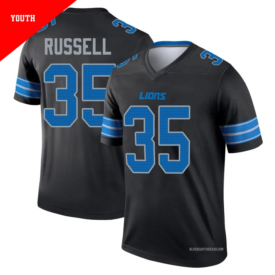 Youth Tyson Russell ＃35 Detroit Lions Black Legend Jersey