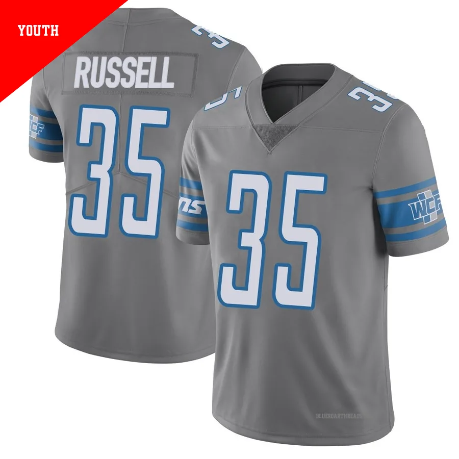 Youth Tyson Russell ＃35 Detroit Lions Limited Color Rush Steel Vapor Untouchable Jersey