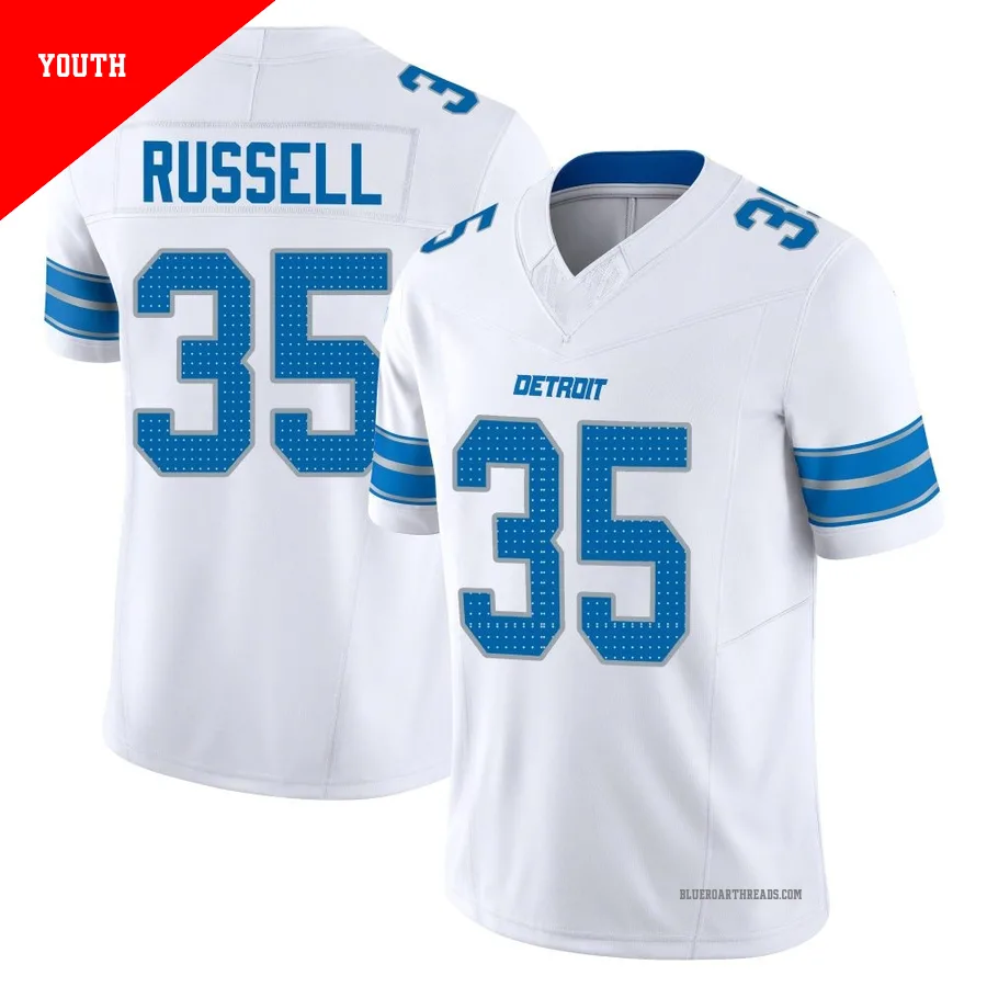 Youth Tyson Russell ＃35 Detroit Lions White Limited Vapor F.U.S.E. 2nd Jersey