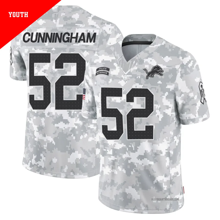 Youth Zach Cunningham ＃52 Detroit Lions Arctic Camo Limited 2024 Salute to Service Jersey