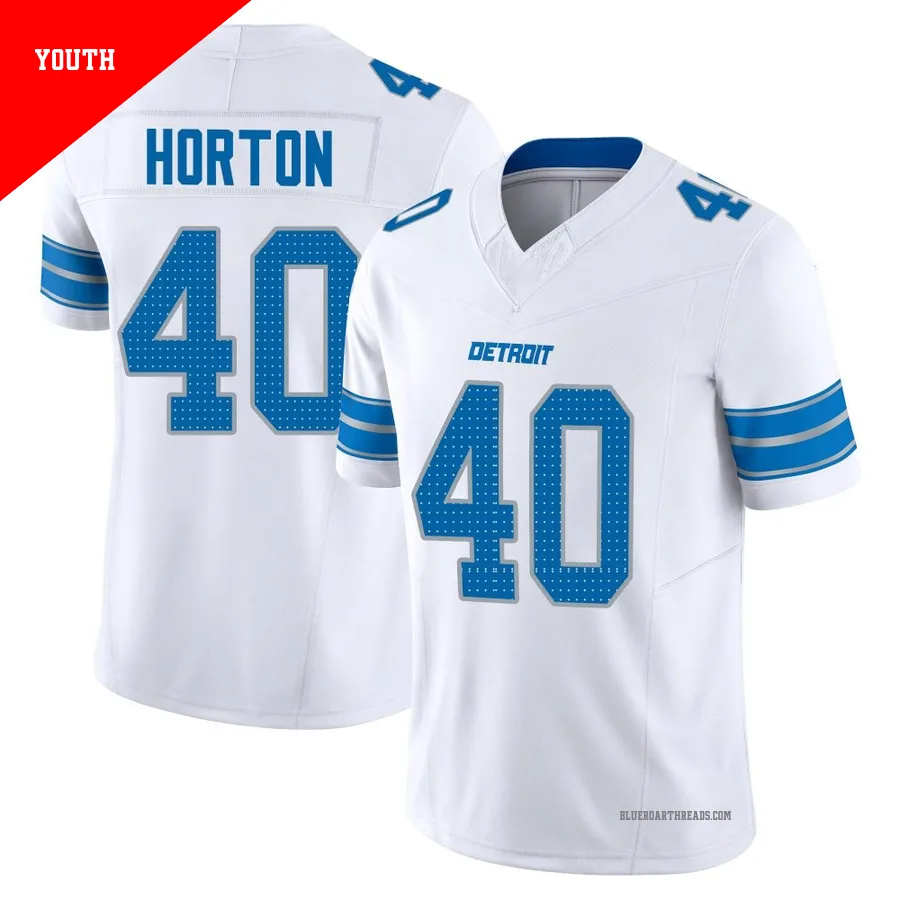 Youth Zach Horton ＃40 Detroit Lions White Limited Vapor F.U.S.E. 2nd Jersey