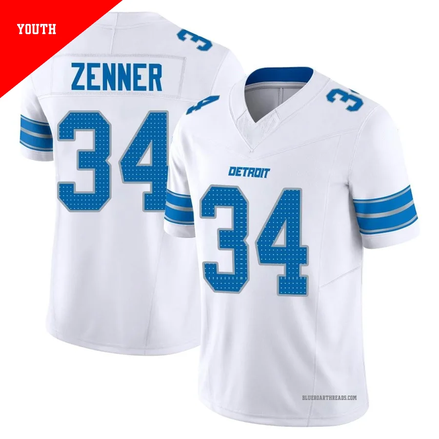 Youth Zach Zenner ＃34 Detroit Lions White Limited Vapor F.U.S.E. 2nd Jersey